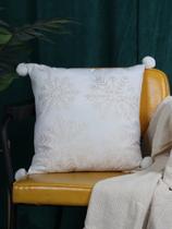 Capa de almofada bordada pompom Floco de Neve Capa de almofada bordada pompom Floco de Neve