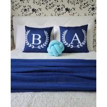 Capa de almofada Brasão com Letra - Azul Marinho - Almoffadas Decor