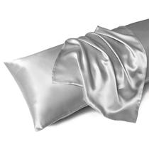 Capa de almofada corporal MR&HM Satin 20x54cm cinza prateado Capa de almofada corporal MR&HM Satin 20x54cm cinza prateado