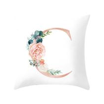 Capa de almofada de alfabeto de travesseiro de letra para sofá Decoração de casa Fronha de flores