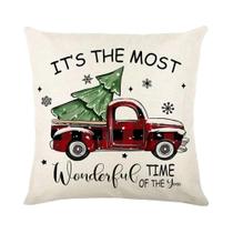 Capa De Almofada De Árvore De Natal Vermelha 45x45cm, Decoração De Feriado Para Sofá, Sala De Estar