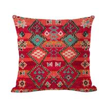 Capa De Almofada De Linho Boêmio Multicolorida Com Estampa Geométrica Étnica Abstrata Para Sofá