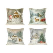 Capa De Almofada De Linho Feliz Natal 4 Peças Decoração De Casa Presentes De Natal 2025 2026 Capa De Almofada De Linho Feliz Natal 4 Peças Decoração De Casa Presentes De Natal 2025 2026