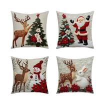 Capa De Almofada De Linho Macio Para O Natal, 4 Peças, Decoração Para Casa, Capa De Almofada Para