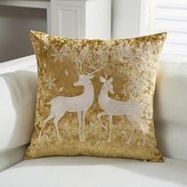 Capa de Almofada de Natal Bordada - Floco de Neve Dourado 18x18" - Decoração de Natal Capa de Almofada de Natal Bordada - Floco de Neve Dourado 18x18" - Decoração de Natal