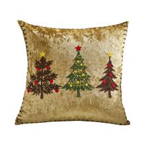 Capa de Almofada de Natal Bordada - Floco de Neve Dourado 18x18" - Decoração de Natal Capa de Almofada de Natal Bordada - Floco de Neve Dourado 18x18" - Decoração de Natal