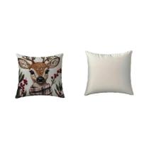 Capa De Almofada De Natal Com Rena 18x18 Polegadas, Pelúcia Curta Macia Com Zíper Para Decoração De Capa De Almofada De Natal Com Rena 18x18 Polegadas, Pelúcia Curta Macia Com Zíper Para Decoração De