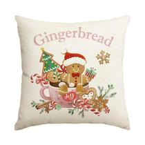 Capa De Almofada De Natal Com Tema De Casa De Biscoito De Gengibre E Doces, Decoração De Casa Para