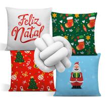 Capa De Almofada De Natal Com Zíper 43cm x 43cm 04 Peças + Almofada De Nó Escandinavo - Estampa 08