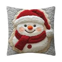 Capa De Almofada De Natal Em Pelúcia Macia Com Estampa 2D De Papai Noel E Rena Para Decoração De Capa De Almofada De Natal Em Pelúcia Macia Com Estampa 2D De Papai Noel E Rena Para Decoração De