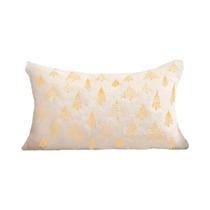 Capa De Almofada De Natal Em Tecido Plush Com Estampa Em Folha 45x45 Para Sofá Da Sala De Estar E
