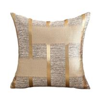 Capa De Almofada De Seda Dourada 100% Poliéster Com Padrão Geométrico Para Quatro Estações