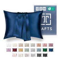 Capa de almofada de seda Tafts 100% pura Mulberry 6A Silk 22 mm azul marinho Capa de almofada de seda Tafts 100% pura Mulberry 6A Silk 22 mm azul marinho