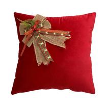 Capa De Almofada De Veludo Com Laço De Natal 18x18 Polegadas Estilo Holandês Para Sofá Da Sala De Capa De Almofada De Veludo Com Laço De Natal 18x18 Polegadas Estilo Holandês Para Sofá Da Sala De
