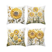 Capa De Almofada De Verão Com Estampa De Girassol E Borboleta 45x45cm Conjunto Com 4 Capas Para Capa De Almofada De Verão Com Estampa De Girassol E Borboleta 45x45cm Conjunto Com 4 Capas Para