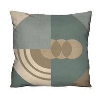 Capa de Almofada Decorativa Azul e Bege em Linho para Sofá - 43x43cm