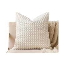 Capa De Almofada Decorativa Bege De Veludo Cotelê Macio 18x18 Para Sofá E Casa