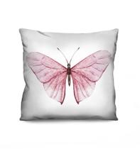 Capa de Almofada Decorativa Borboleta Rosa 100% Algodão para Sofá - 45x45cm