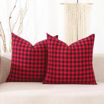 Capa de almofada decorativa CARRIE HOME 51x51 cm Conjunto de xadrez vermelho preto