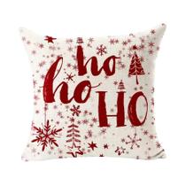 Capa De Almofada Decorativa De Linho Com Urso Vermelho E Floco De Neve Feliz Natal 45x45 Para Sofá E