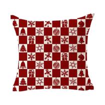 Capa De Almofada Decorativa De Linho Com Urso Vermelho E Floco De Neve Feliz Natal 45x45 Para Sofá E
