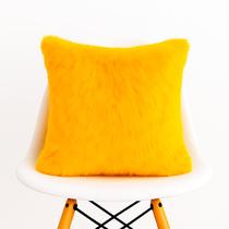 Capa de Almofada Decorativa de Pelo Pelúcia Pelo Curto Luxo Amarelo Para Sofá Novadecora