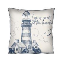 Capa de Almofada Decorativa Floral Azul Com Vivo 100% Algodão para Sofá - 43x43cm