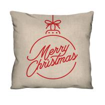 Capa de Almofada Decorativa Frase "Merry Christmas" para Sofá 100% algodão - 45x45cm