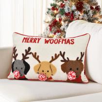 Capa de almofada decorativa LOOPUINHOM Merry Woofmas 30x51 cm