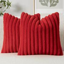 Capa de almofada decorativa MIULEE 46x46 cm Faux Fur Red, pacote com 2