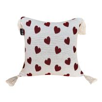 Capa De Almofada Decorativa Moderna Love com Pingentes 42 X 42 Artesanal cor Vermelho Capa De Almofada Decorativa Moderna Love com Pingentes 42 X 42 Artesanal cor Vermelho