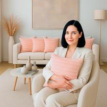 Capa de Almofada Decorativa Para Sofá, Cama de Pelúcia Luxo Soft Wave Rose 45x45 Novadecora