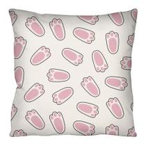 Capa de Almofada Decorativa Patinhas Rosa Páscoa 100% Algodão para Sofá - 43x43cm