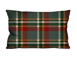 Capa de Almofada Decorativa Xadrez Verde e Vermelho 100% Algodão para Sofá - 30x50cm