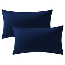 Capa de almofada DEZENE azul-marinho de veludo 30x50cm para sofá, pacote com 2