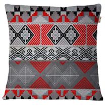 Capa de Almofada Egípcia Vermelho com Preto 45x45cm Capa de Almofada Egípcia Vermelho com Preto 45x45cm