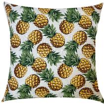 Capa de Almofada em Jacquard Abacaxi Fundo Branco 45x45cm