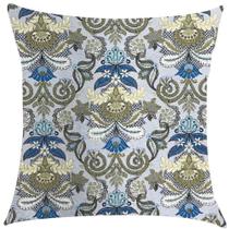 Capa de Almofada em Jacquard Azul Arabesco 43x43cm Capa de Almofada em Jacquard Azul Arabesco 43x43cm