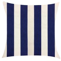 Capa de Almofada em Jacquard Azul e Branco Listrado 45x45cm Capa de Almofada em Jacquard Azul e Branco Listrado 45x45cm
