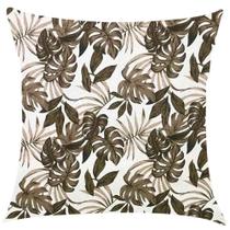 Capa de Almofada em Jacquard Estampado Folhagem Marrom 45x45cm Capa de Almofada em Jacquard Estampado Folhagem Marrom 45x45cm