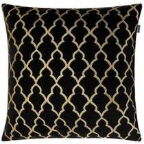 Capa de Almofada em Jacquard Luxo Preto e Dourado Geométrico 43x43cm Capa de Almofada em Jacquard Luxo Preto e Dourado Geométrico 43x43cm