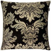 Capa de Almofada em Jacquard Luxo Preto e Dourado Medalhão 43x43cm