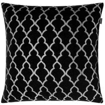 Capa de Almofada em Jacquard Luxo Preto e Prata Geométrico 43x43cm Capa de Almofada em Jacquard Luxo Preto e Prata Geométrico 43x43cm