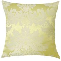 Capa de Almofada em Jacquard Medalhão Amarelo Claro 45x45cm Capa de Almofada em Jacquard Medalhão Amarelo Claro 45x45cm