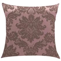 Capa de Almofada em Jacquard Medalhão Rosa Retrô 45x45cm