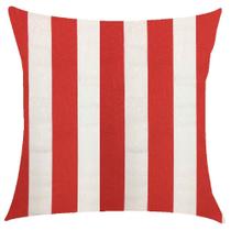 Capa de Almofada em Jacquard Vermelho e Branco Listrado 43x43cm