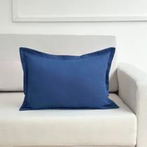 Capa de Almofada em Linho com Aba 45x30 Azul Jeans