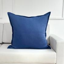 Capa de Almofada em Linho com Aba 60x60 Azul Jeans