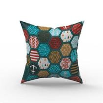 Capa de Almofada em Tecido Impermeável Acqua Linea Turquesa Náutico