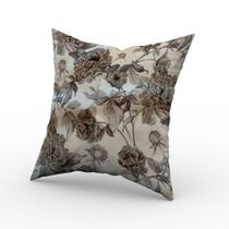 Capa de Almofada Estampa Flores Marrom e Bege 42 x 42 cm